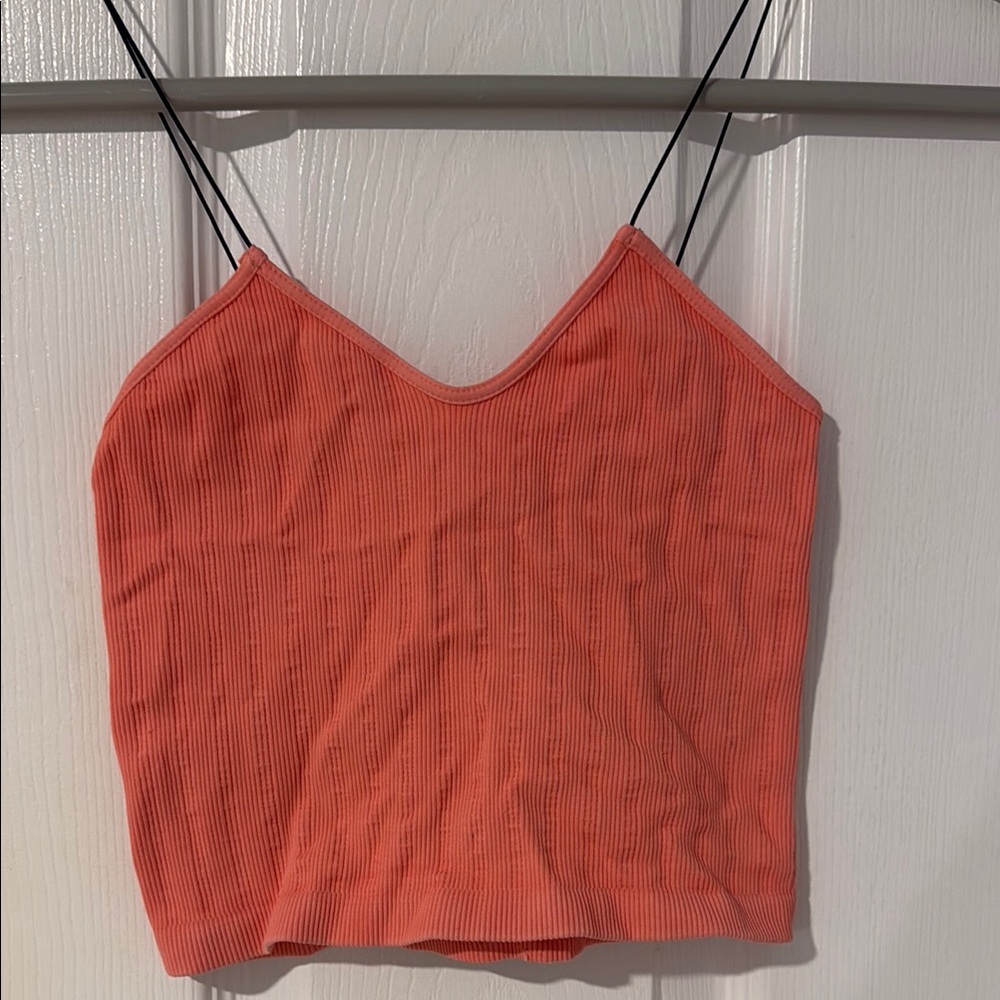 Coral Ribbed Women's Top
